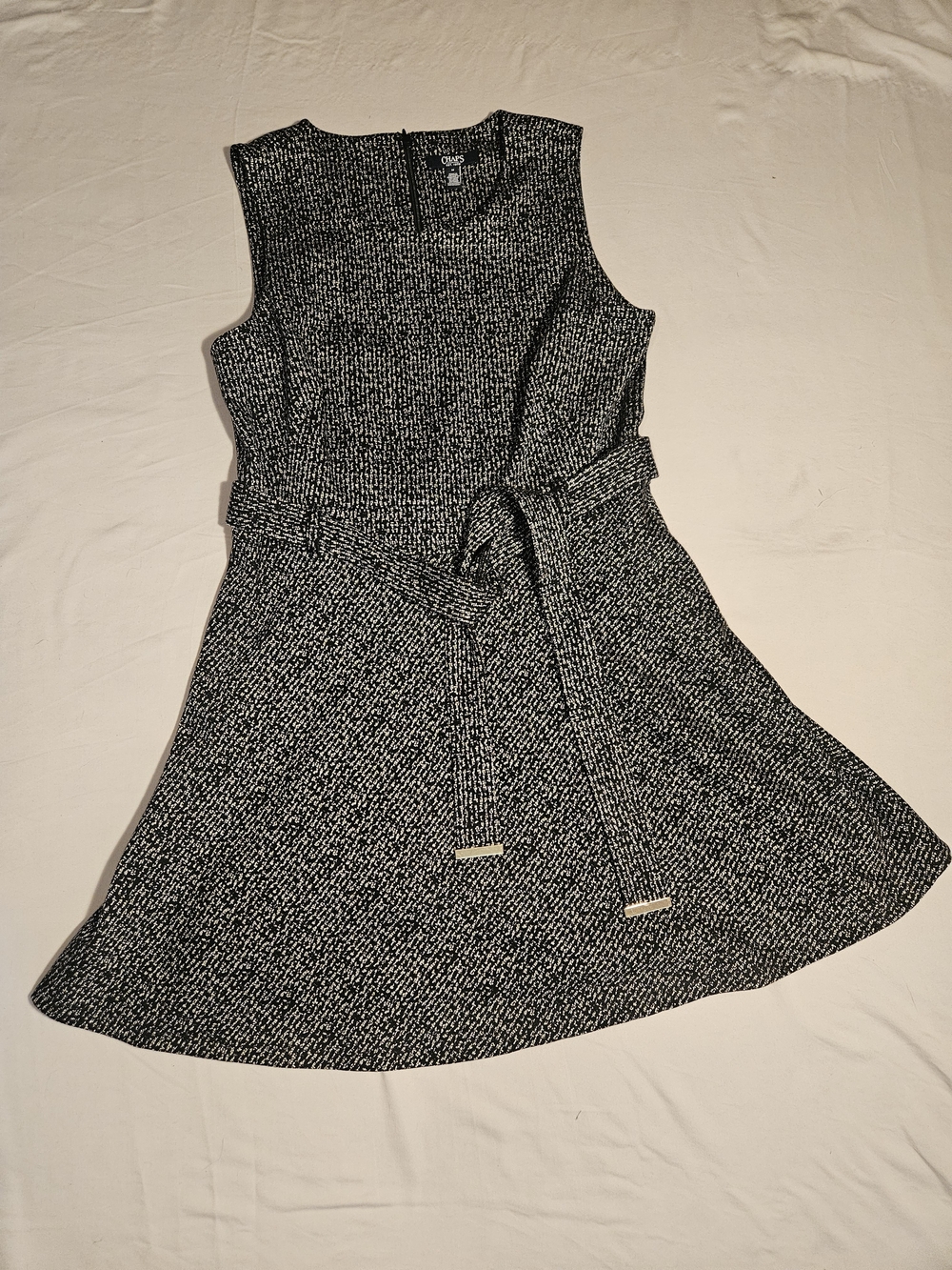 Chaps Black and White Textured Knit Dress